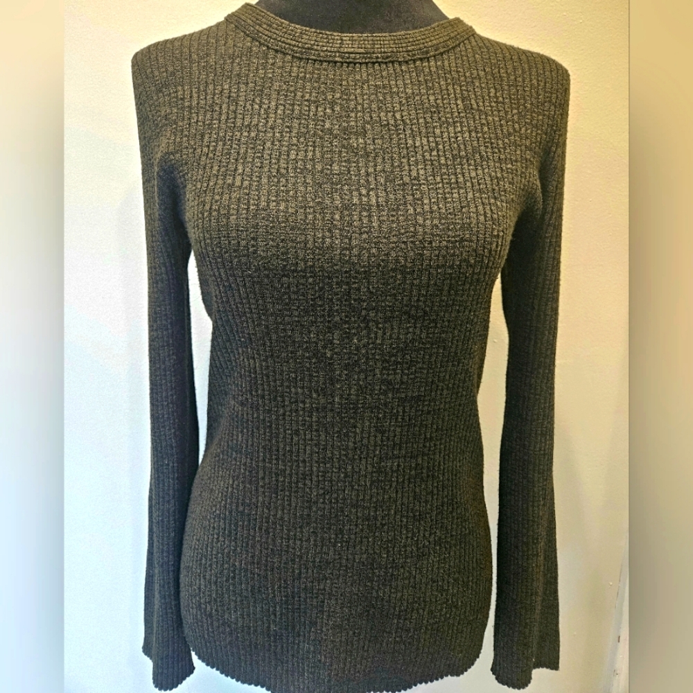 Ribbed Knit Sweater Olive Green